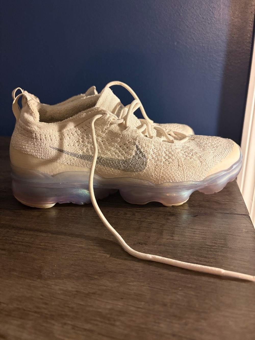 Nike Flyknit VaporMax Sneaker in Cream with Iridescent Sole size 9.5 in womens